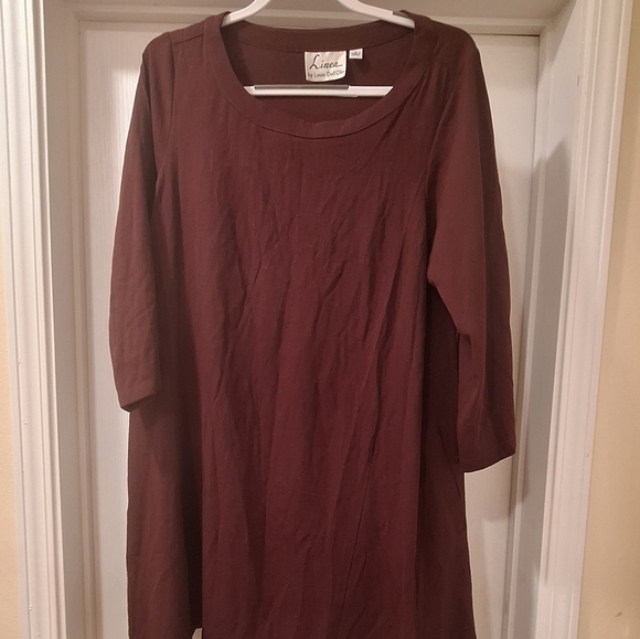 Women's Linea by Louis Dell'Olio Dress Tunic Size Large Burgundy - Picture 2 of 5